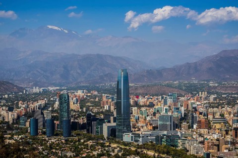 View over Santiago de Chile with Costanera Center Tower from the viewpoint Cerro San Cristobal