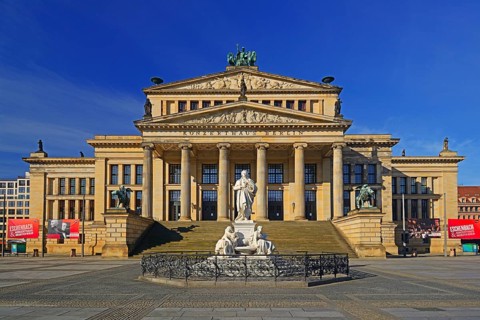 Berlin Concert Hall with Schiller Monument at Gendarmenmarkt