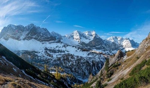 Snow-covered mountain peaks