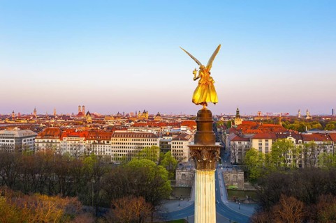 Golden angel of peace in the morning light