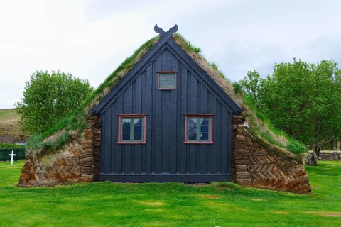 Grass-covered peat church of Vidimyri