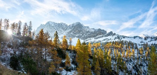 Snow-covered Lamsenspitze