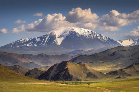 The snow-covered Tsengel Khairkhan