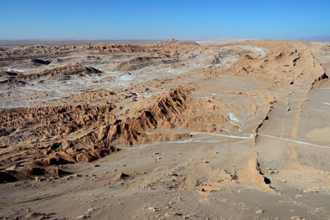 Weathered mountain landscape in Valle de la Luna