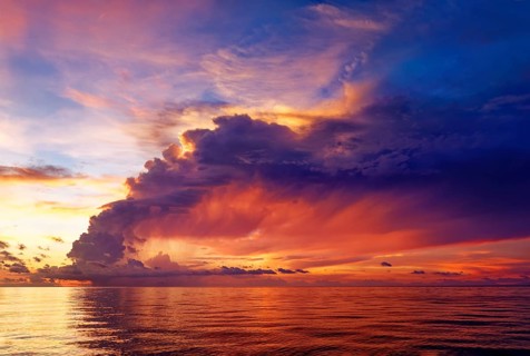 Large thundercloud after sunset