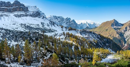 Snow-covered mountain peaks