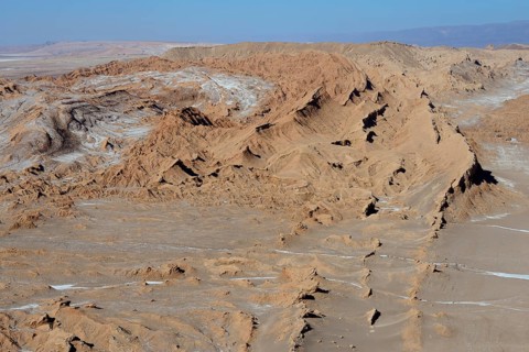 Weathered mountain landscape in Valle de la Luna