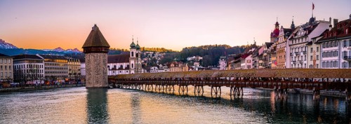 View over the river Reuss to the Chapel Bridge