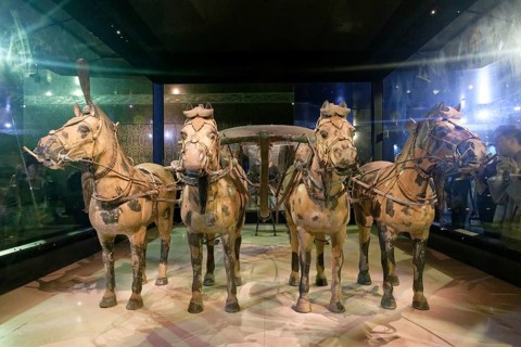 Terracotta horse-drawn carriage