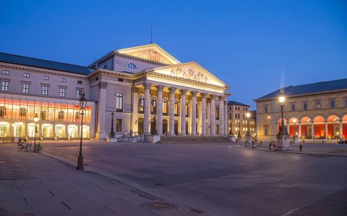 Max-Joseph-Platz with Bavarian State Opera and Palais Toerring-Jettenbach at dusk