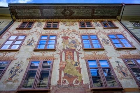 Painted house facade in the Bernese Old Town, Inner City