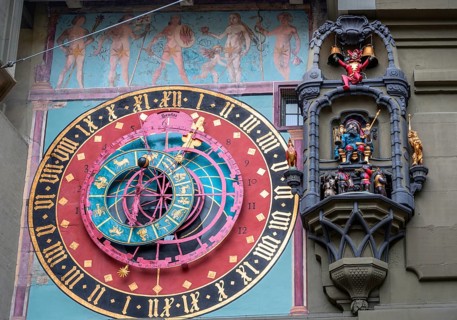 Carillon and astronomical clock and cytglogge, time bell tower