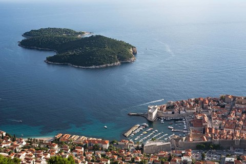 Old Town and Lokrum Island, viewed from Mt Srd