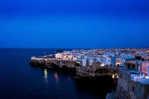 Aerial view, city view at dusk