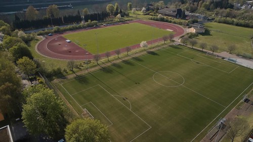 The sports fields near the Rhein-Lahn-Stadium are deserted, due to the corona crisis all sports facilities are currently closed