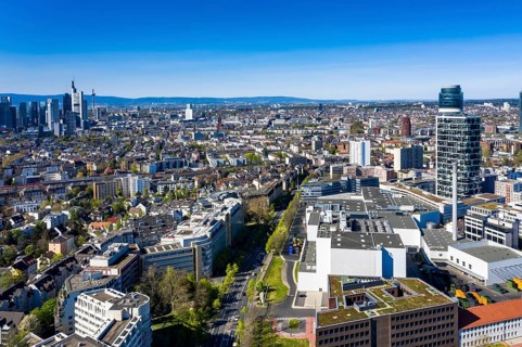 Aerial view, Frankfurt skyline