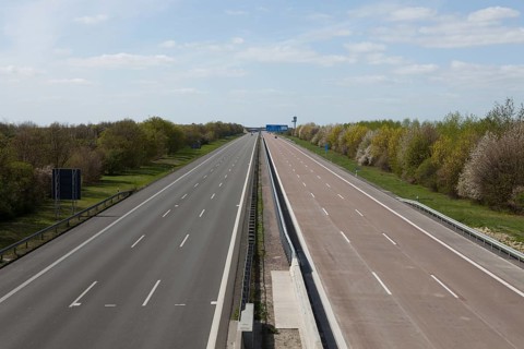 Empty motorway A14, curfew because of Corona