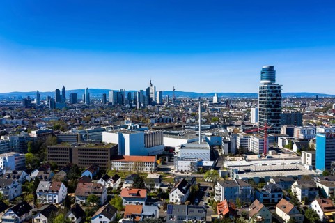 Aerial view, Frankfurt skyline