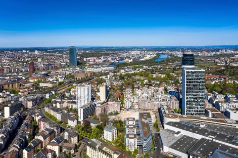 Aerial view, Frankfurt skyline