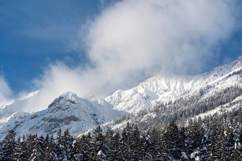 Baerenkopf and Schneekopf in winter, Karwendel Mountains