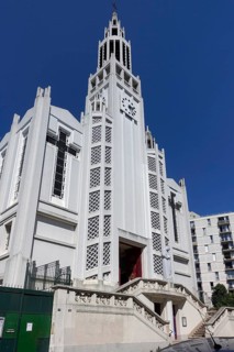 Parish church of Saint-Jean-Bosco built in reinforced concrete in the Art Deco style by the architects Dimitrou Rotter (1878-1938) and Rene Rotter from 1933 to 1937, Rue Alexandre-Dumas