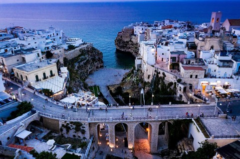 Aerial view, city view at dusk