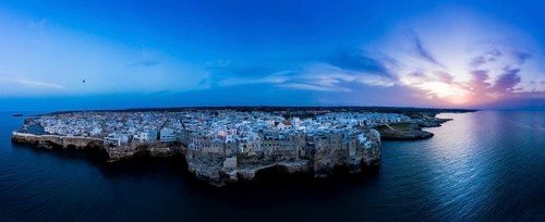 Aerial view, city view at dusk