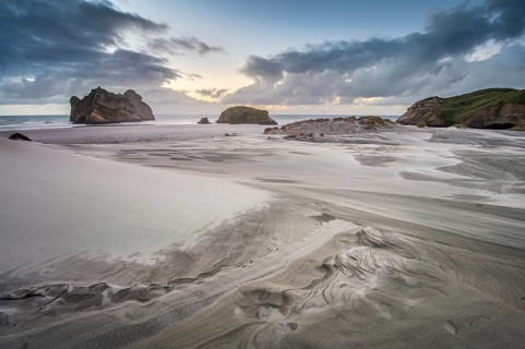 Sand dunes at sunset, Wharariki Beach Puponga