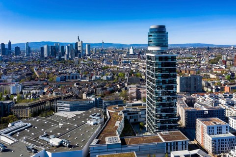 Aerial view, Frankfurt skyline