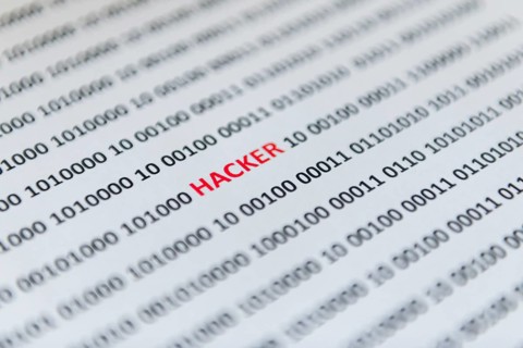 Binary code with the word hacker, Austria