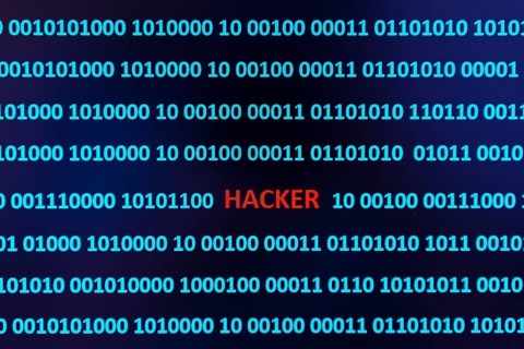 Binary code with the word hacker, Austria