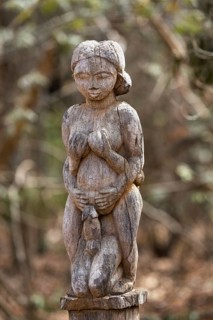 Carved wooden figure, erotic sculpture on a tomb of the Sakalava
