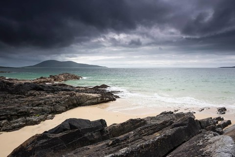 Stormy atmosphere at the rocky beach, Ceapabhal