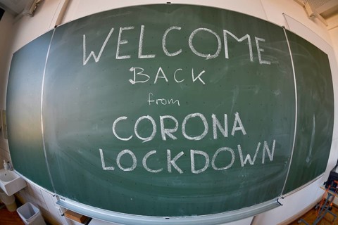 School restarts after Corona lockdown, empty classroom