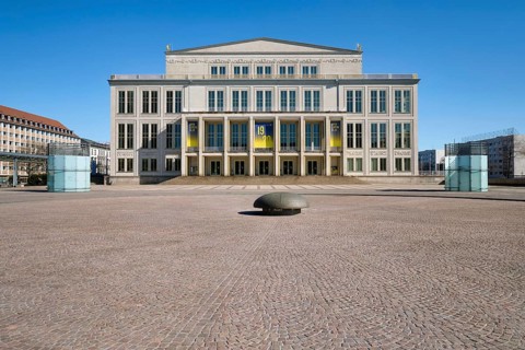 Leipzig Opera, empty Augustusplatz