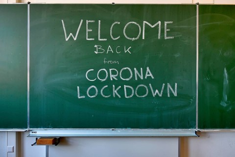 School restarts after Corona lockdown, empty classroom