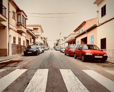 Streets with zebra crossings and parked cars, Colonia de Sant Jordi
