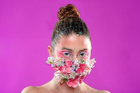 Young woman with face mask