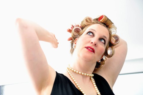 Woman with curlers