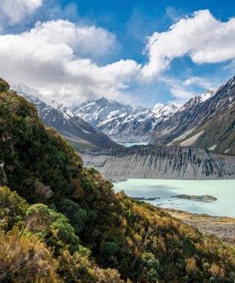 View into the Hooker Valley with Mount Cook from the Sealy Tarns Track