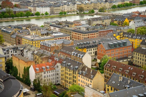 View of the city with typical houses