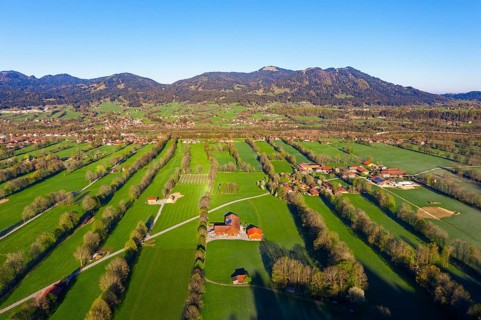 Hedge landscape in the Isar valley near Gaissach