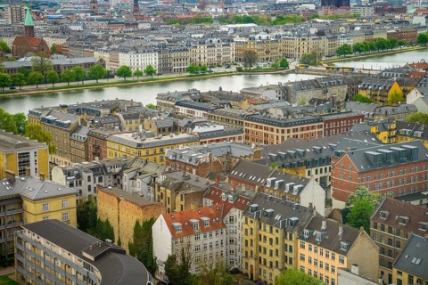 View of the city with typical houses
