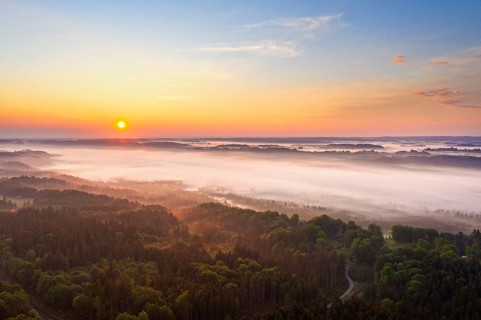 Fog over Isar valley at sunrise