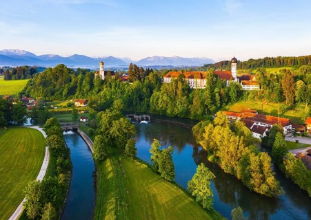 Loisach and Beuerberg with Marienkirche and monastery