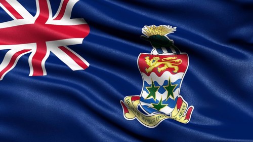 3D illustration of the flag of the Cayman Islands waving in the wind