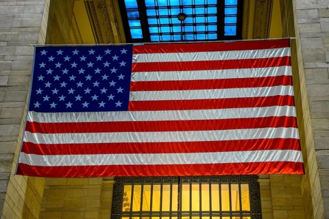 United States of America flag at Grand Central Station
