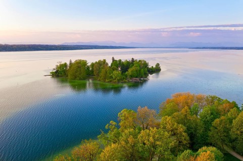 Rose Island in Lake Starnberg near Feldafing