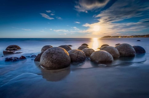 Moeraki Bolders at full moon