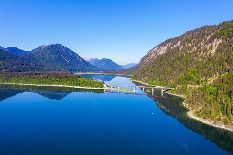 Sylvensteinsee with Faller gorge bridge